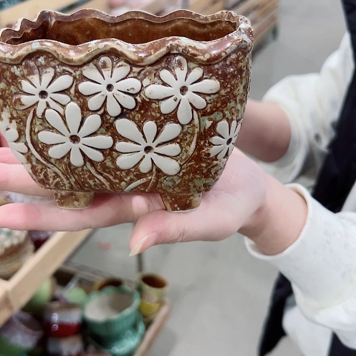 有孔.凑满10元发货多肉陶瓷花盆！