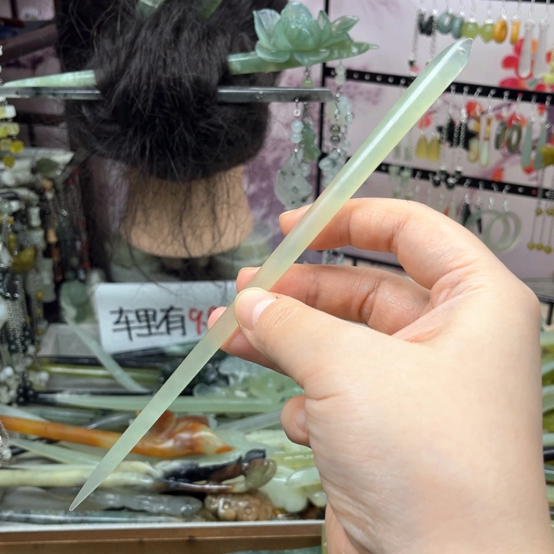 岫玉未镶嵌发饰长度22厘米左右