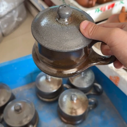 长***】紫砂茶壶柴烧盖杯400cc