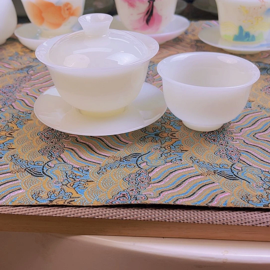 盖碗瓷高档皙白玉瓷盖碗加主人杯