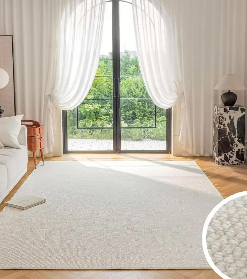 客厅防水防油防污五防硅藻丝大地毯编织家用轻奢网红卧室垫纯色