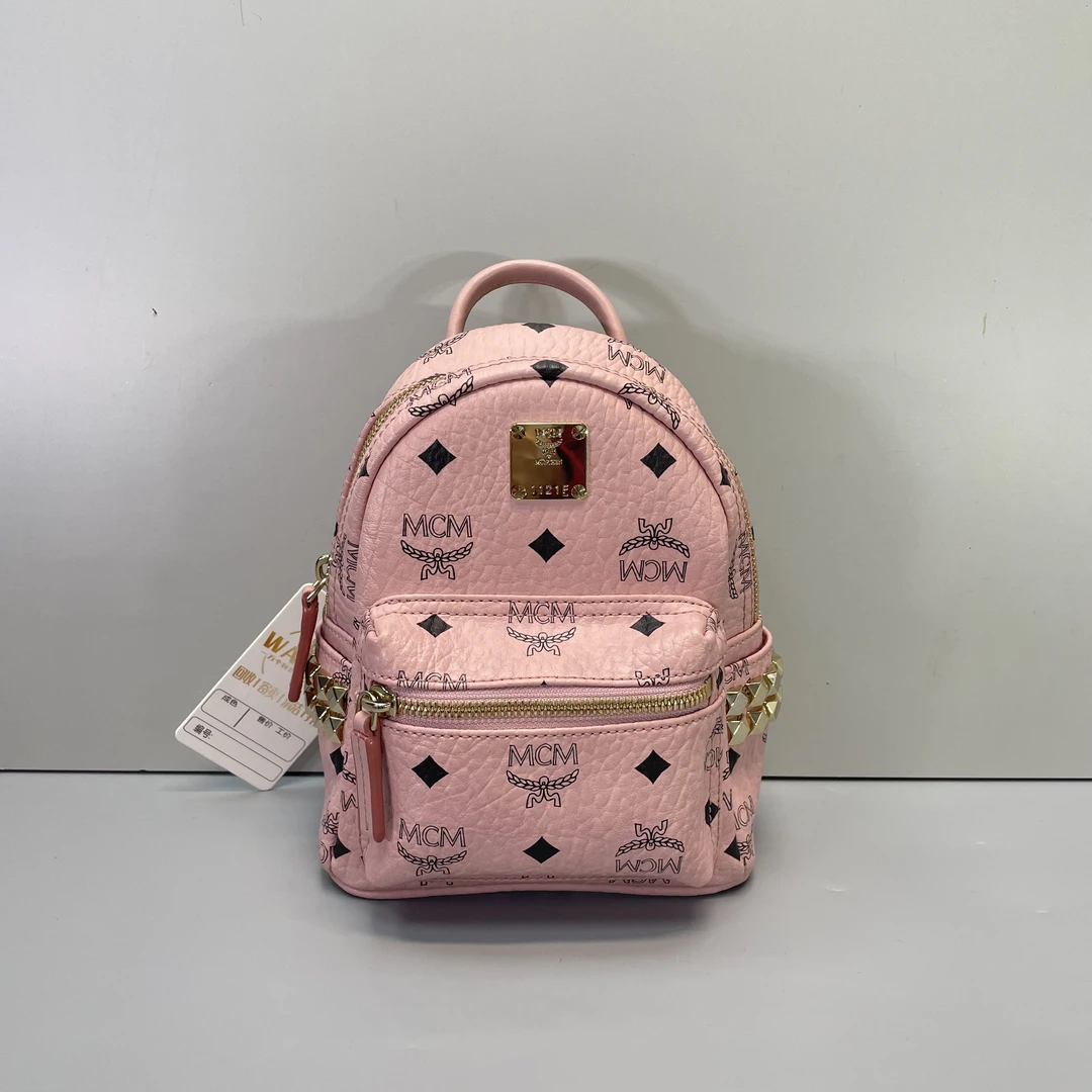 95新 MCM 媚姐/mcm粉色迷你双肩包16x20x8cmG031602
