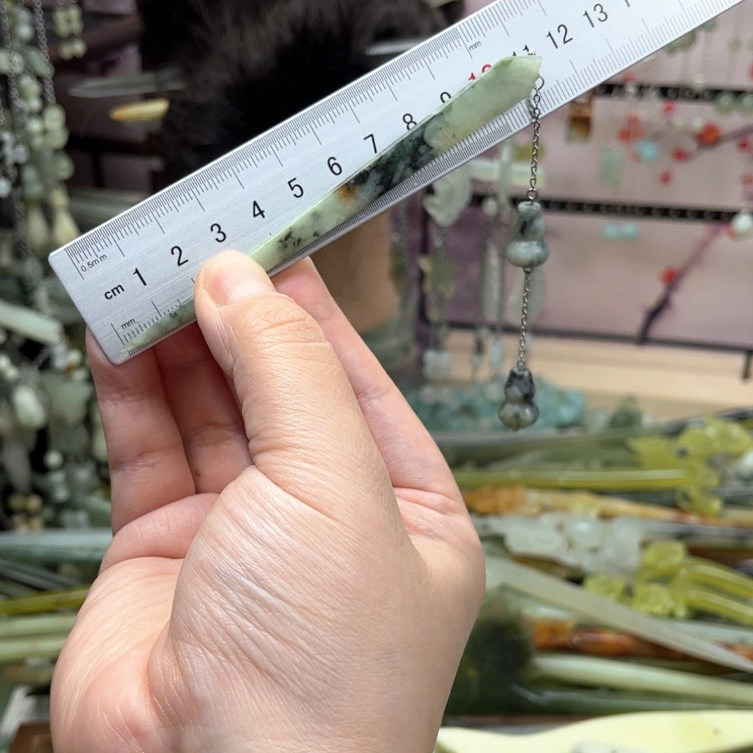 岫玉未镶嵌发饰长度11.5厘米左右