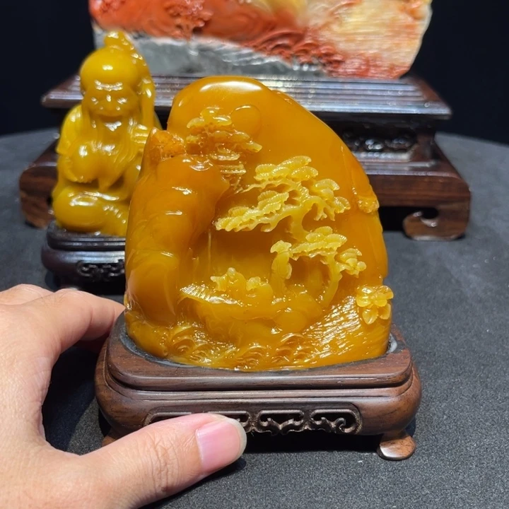 海***宝寿山石玄关书房艺术品家居摆件
