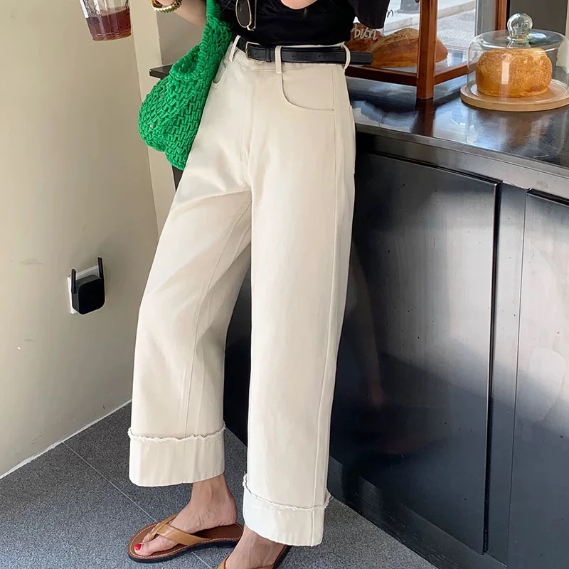 新疆包邮-9182#直筒毛边裤