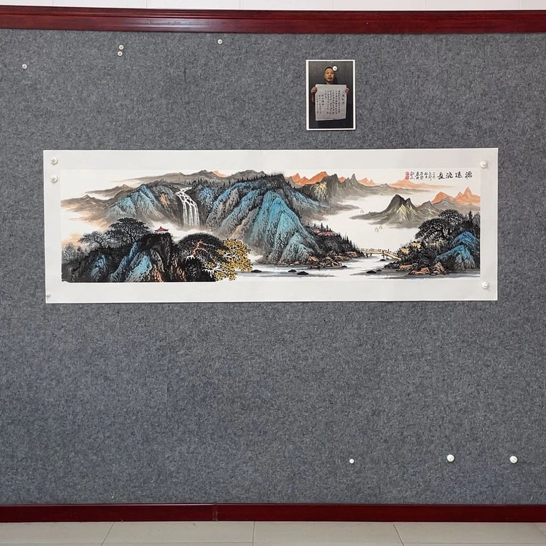 国画六尺对开180.50画芯 捡漏