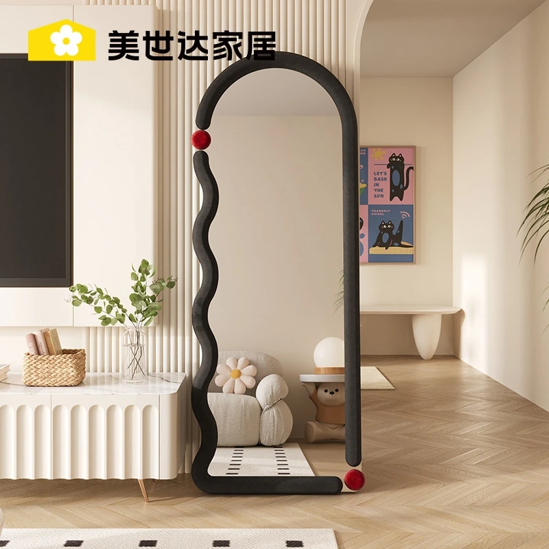 美世达波纹镜子全身镜壁挂式家用穿衣镜网红试衣镜女生卧室落地镜