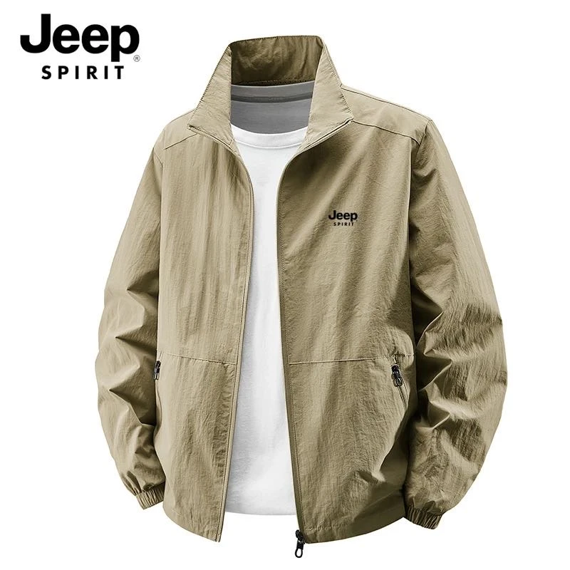 JEEP SPIRIT吉普男士2025春季大码夹克薄款外套户外休闲宽松上衣