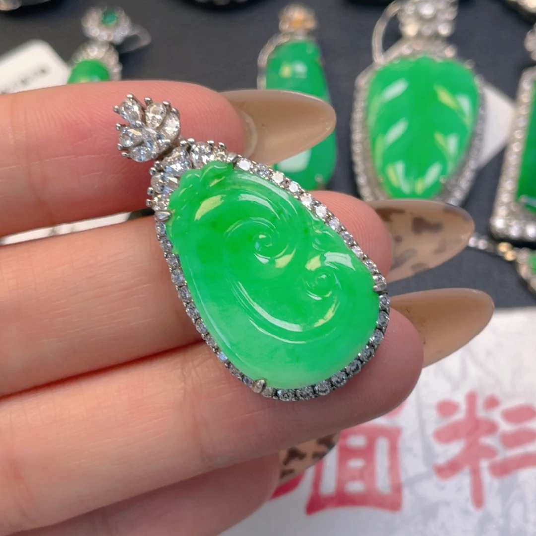 翡翠银S925镶嵌吊坠(不含链)