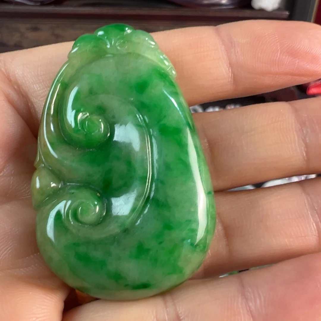 翡翠未镶嵌吊坠(不含链)天然翡翠如意吊坠