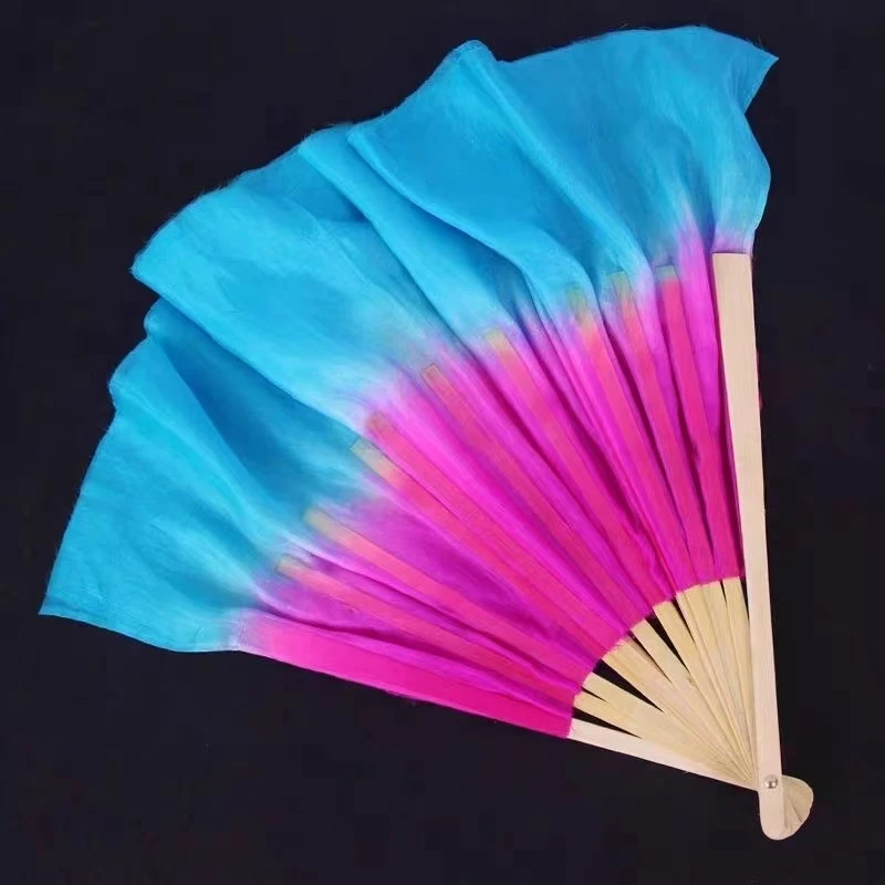 山西小花戏真丝舞蹈扇子打酸枣小俩口跳舞扇艺考玫红蓝双面秧歌扇