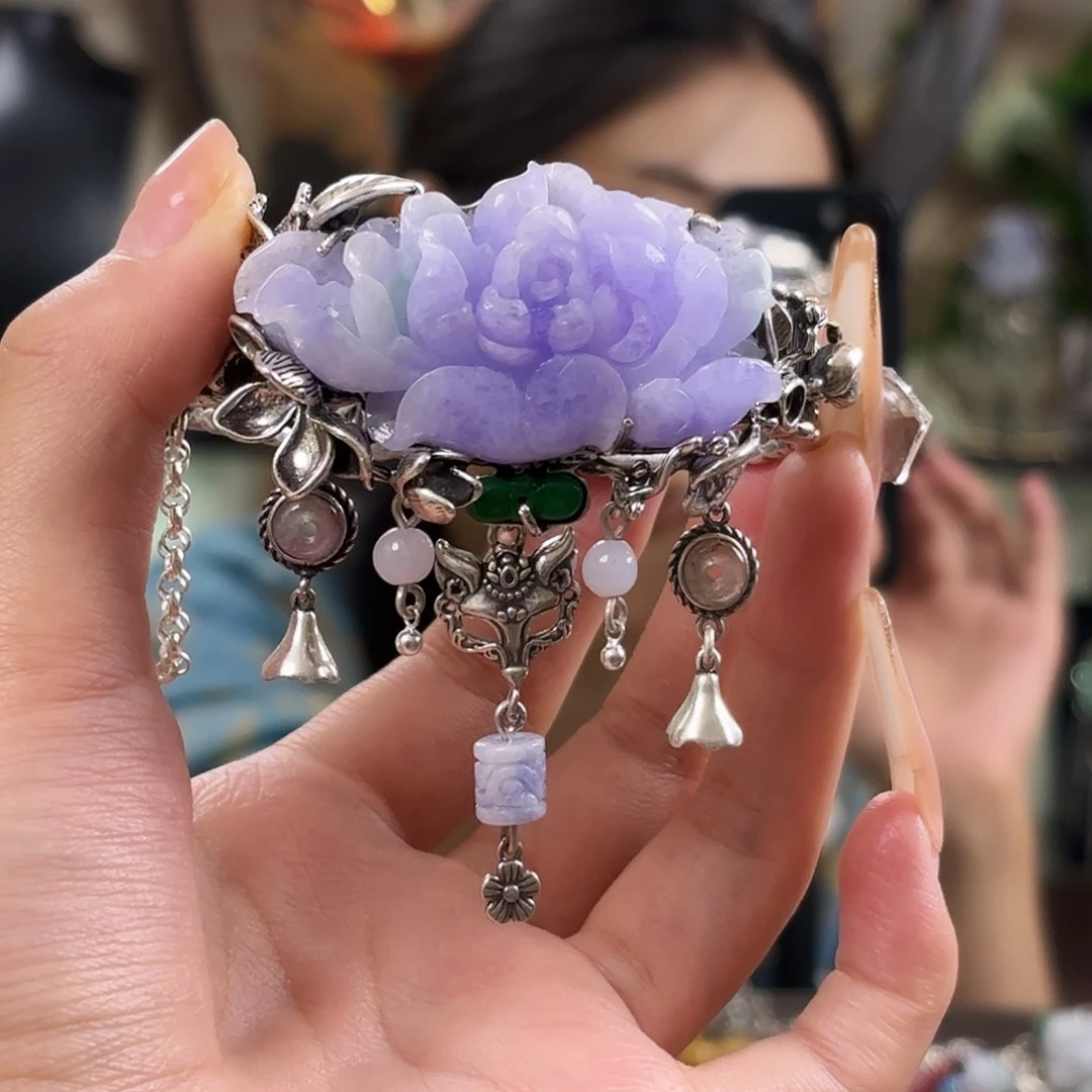 翡翠银S925镶嵌手镯翡翠 手镯圈口可改