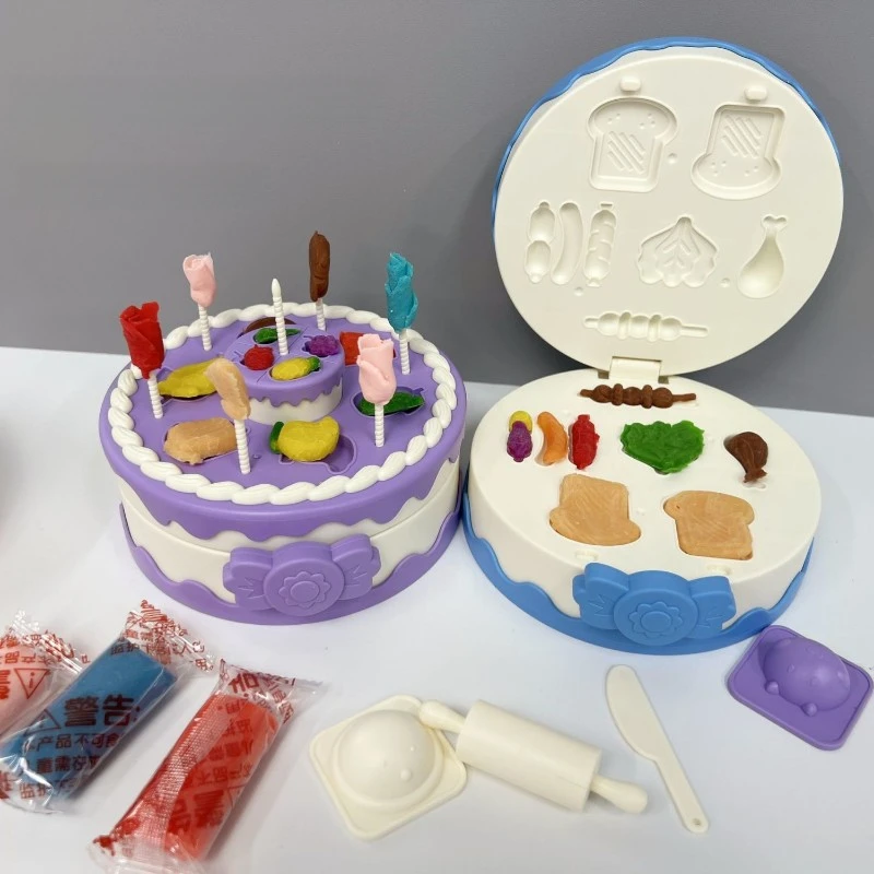 DIY彩泥蛋糕粘土彩泥儿童过家家食物模具三层生日蛋糕玩具礼物TJ