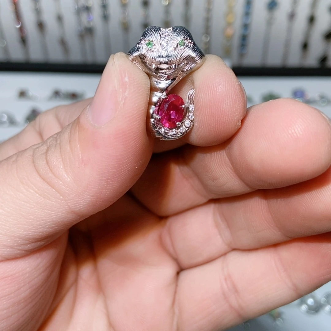 绿水晶戒指银S925镶嵌