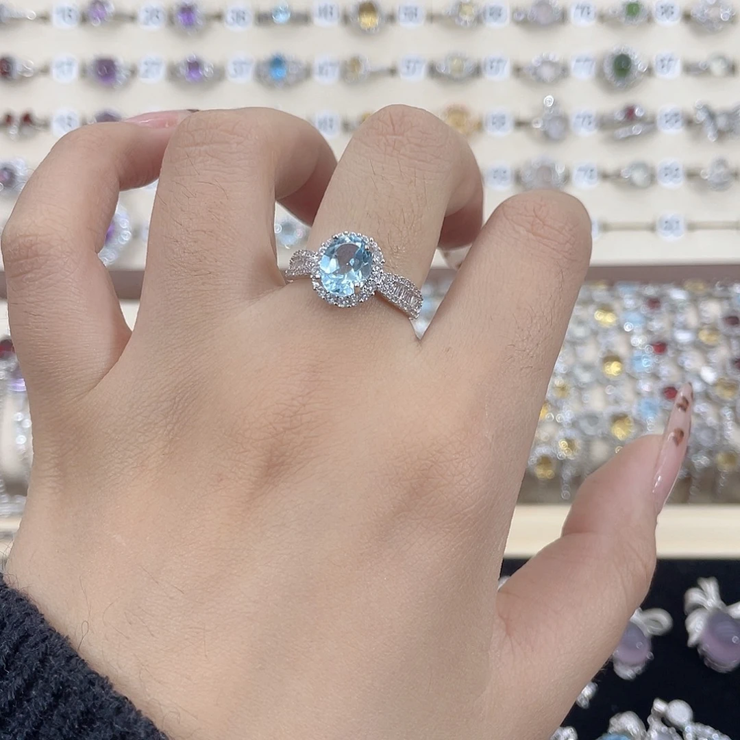 托帕石银S925镶嵌戒指