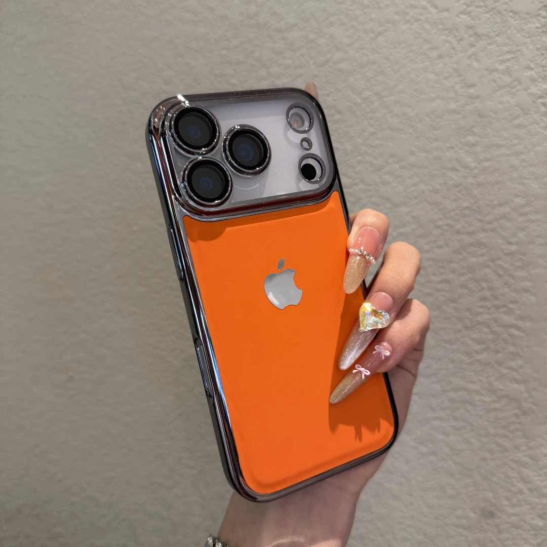 星宇橙电镀皮纹适用苹果17promax手机壳iPhone16新款15时尚14/13