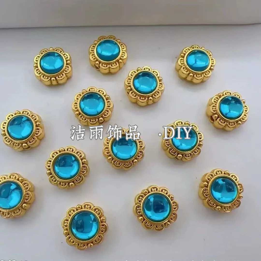 (洁雨饰品 DIY)  P669  “太阳花” 福利金蓝色多孔通孔串珠diy配件