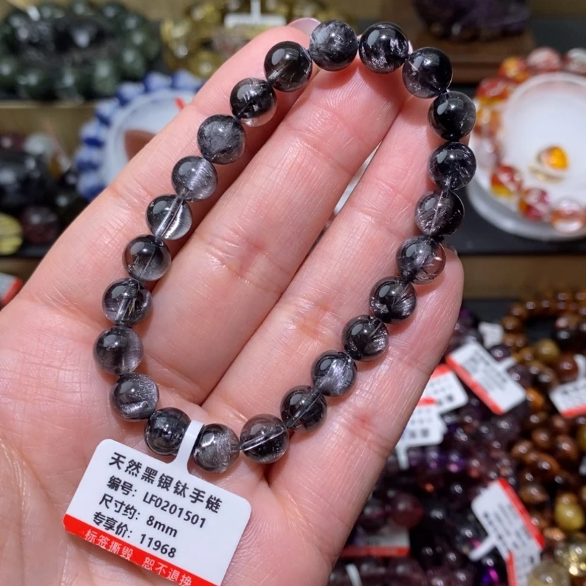 【闪购商品】水晶手链未镶嵌黑银钛手链