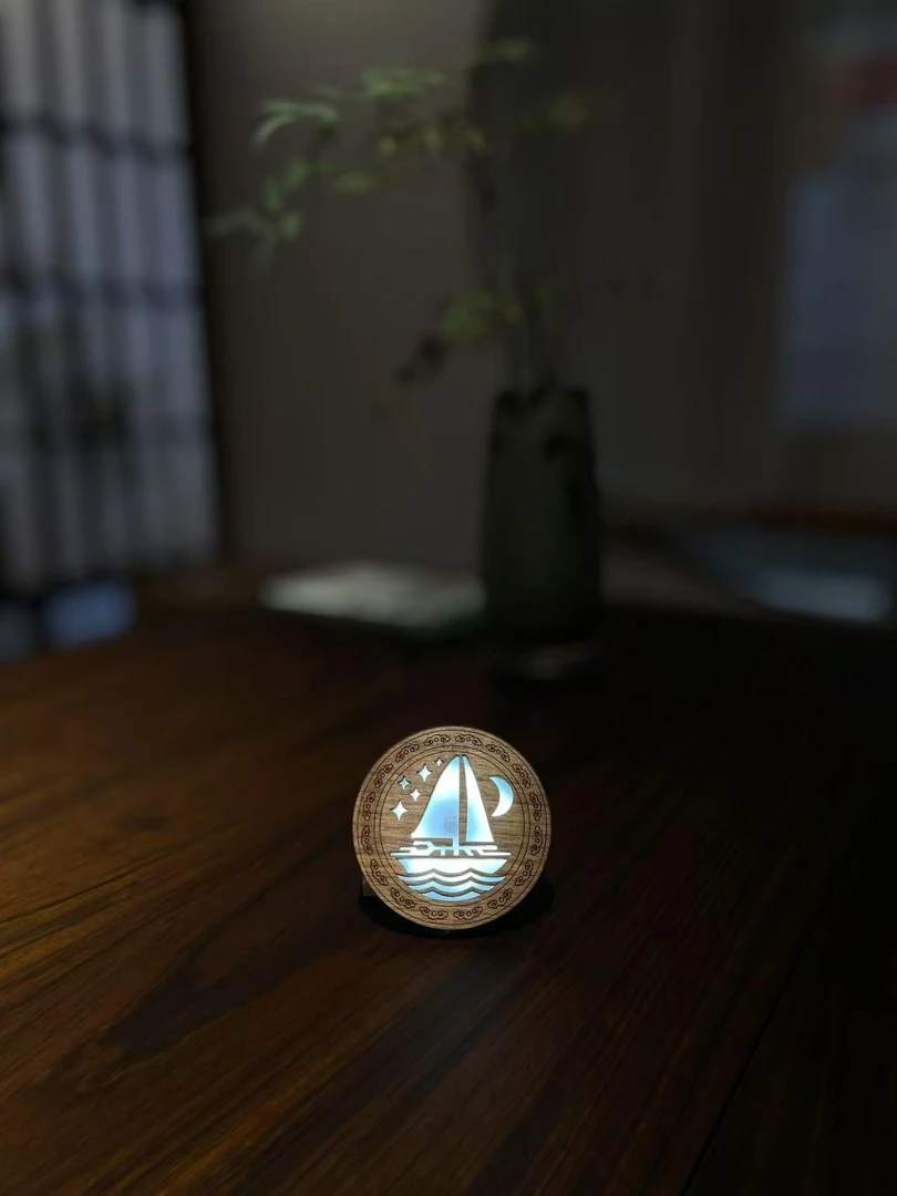 实木雕刻感应灯木雕装饰床头床尾玄关墙壁可挂可摆