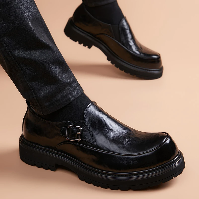 男士皮鞋男款2025新款爆款一脚蹬真皮透气懒人休闲鞋商务正装男鞋