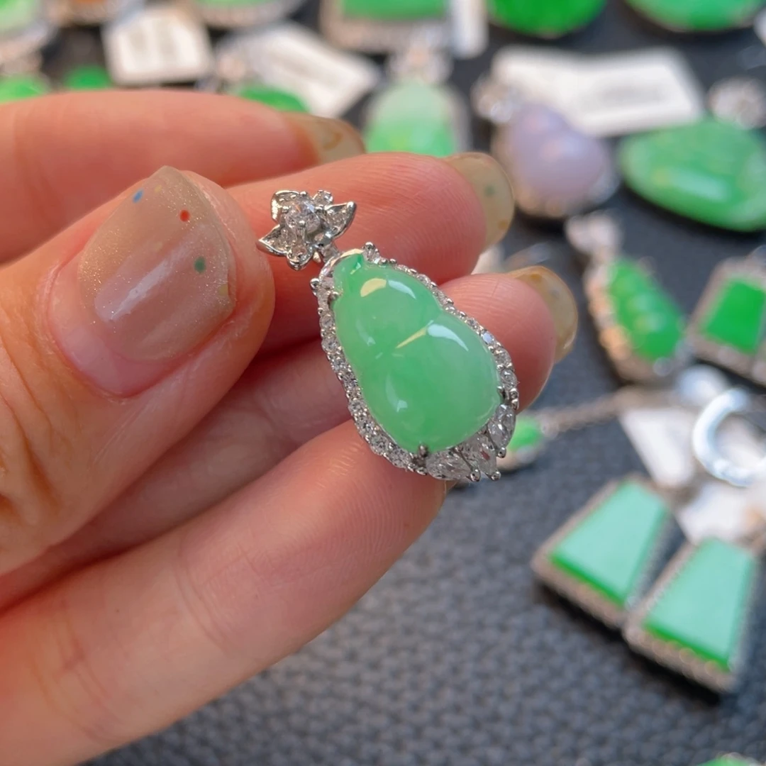 翡翠银S925镶嵌吊坠(不含链)