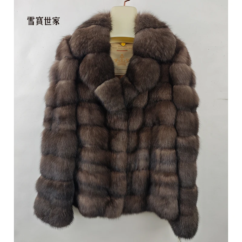 雪宝世家原创 进口俄罗斯貂皮草大衣女农夫貂皮外套新款皮草和集2