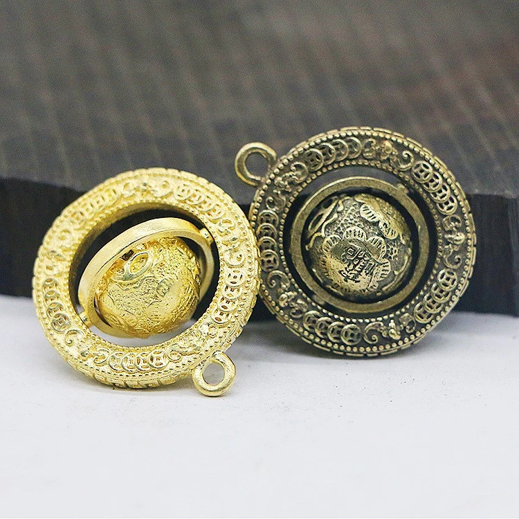 时来运转黄铜钥匙扣汽车挂件纯铜吊坠可转动款厂家工艺品用品