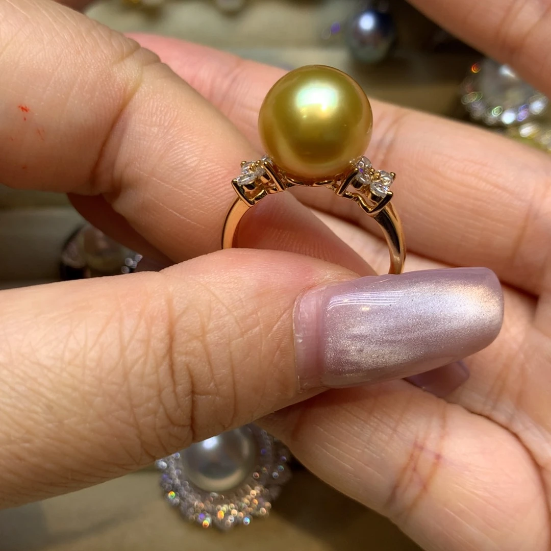 银S925镶嵌戒指海水珍珠