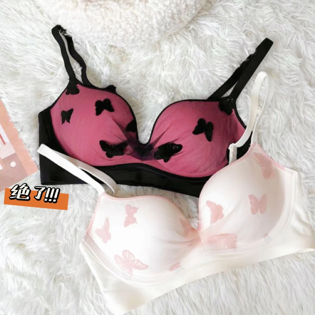内衣女小胸显大刺绣蕾丝无钢圈聚拢收副乳内衣文胸爆款薄款无痕