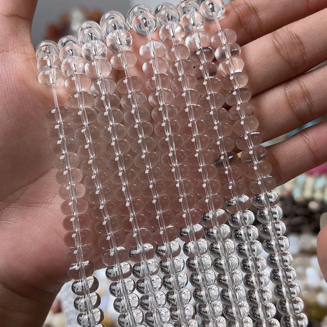 玛瑙/玉髓合金珠宝半成品V64白水晶算盘8mm