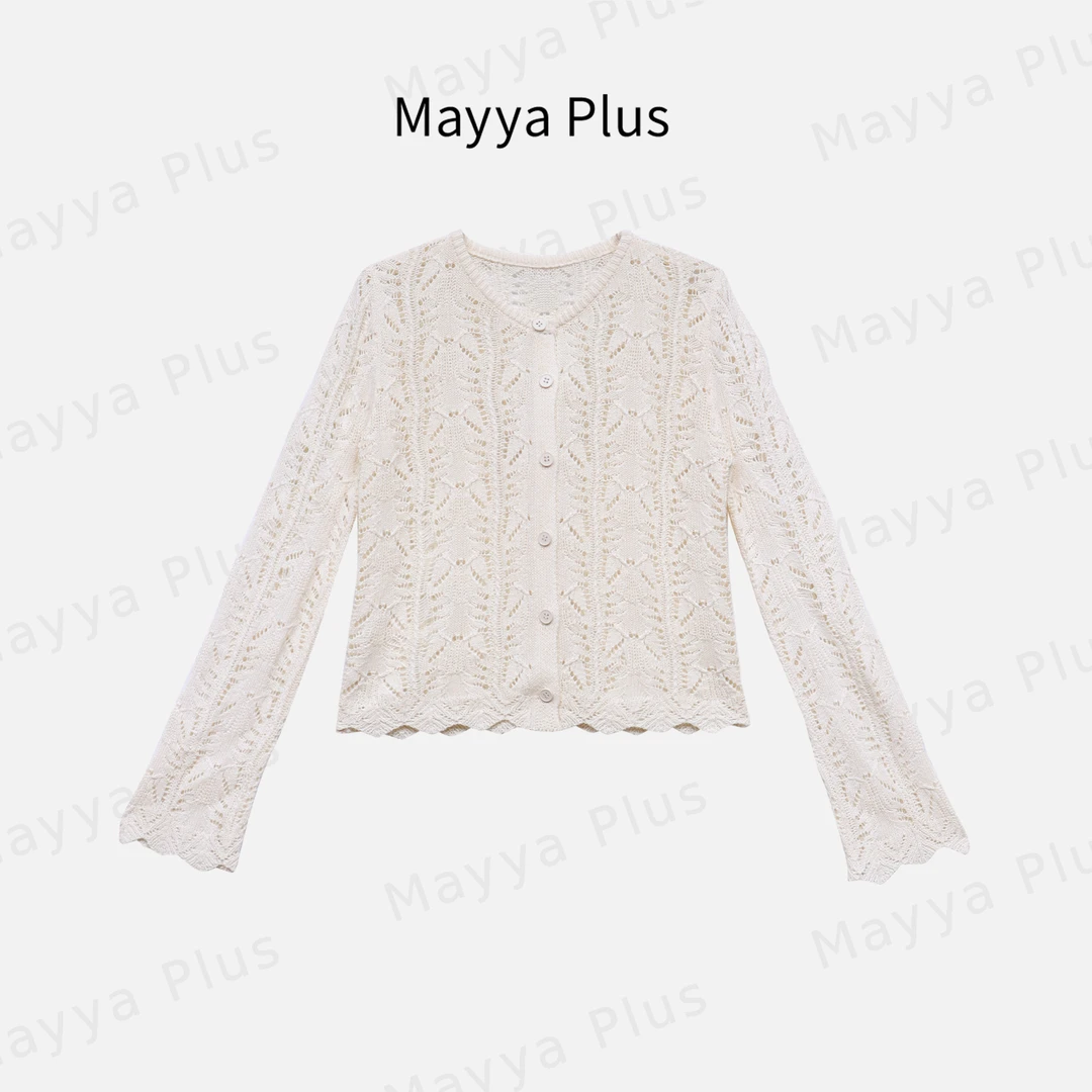 【寻雅记】Mayya Plus麦芽定制设计感长袖针织衫减龄女上衣32519237