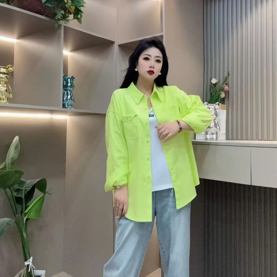 春季外套-甜 3087时尚洋气潮流牛仔衬衫休闲显瘦胖MM大码女装新款