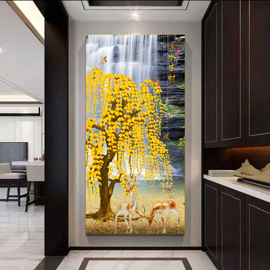 新中式入户玄关自粘画墙壁装饰画客厅走廊适用