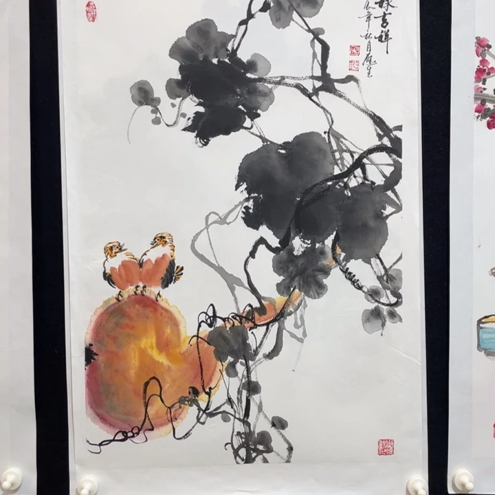 国画四尺三开作品一幅