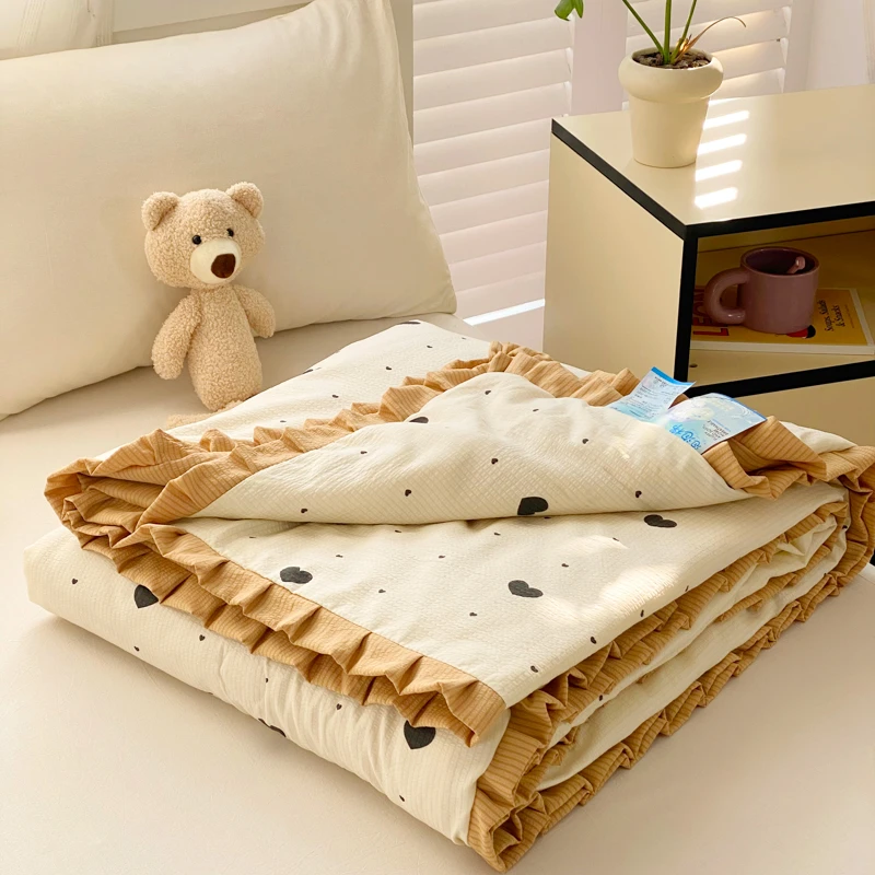 2025新款亲肤小清新泡泡棉皱皱纱花边印花凉爽亲肤夏用夏被