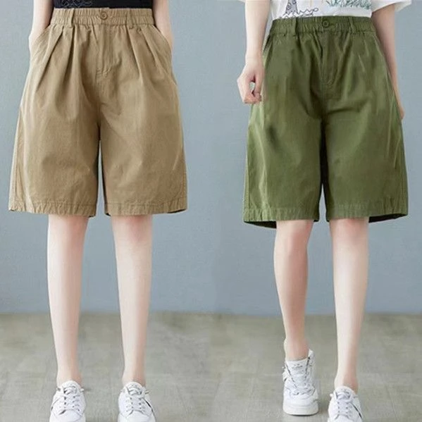 棉麻工装短裤女夏季薄款韩版大码宽松显瘦高腰百搭休闲阔腿裤子潮