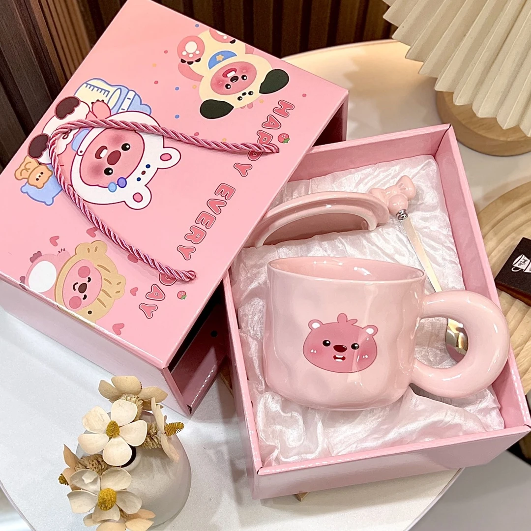 少女心小海狸克杯可爱卡通家用带盖水杯送姐妹闺蜜生日礼物有意义