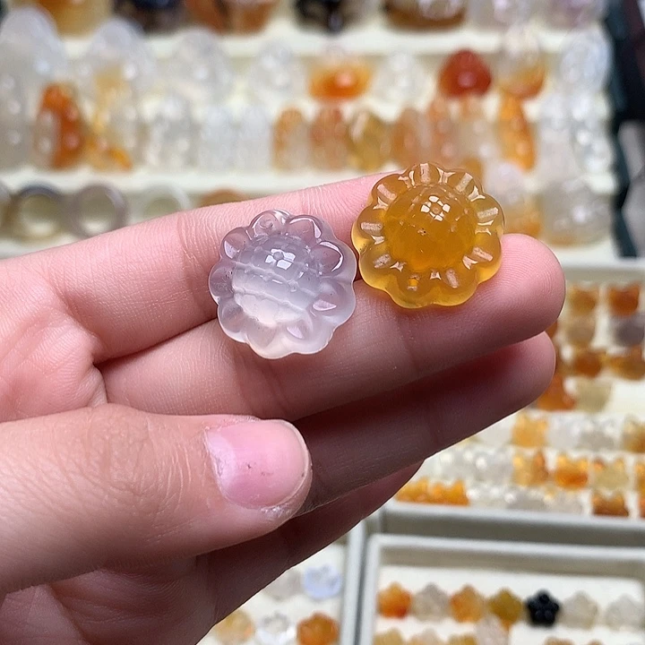 玛瑙/玉髓未镶嵌玛瑙太阳花/只