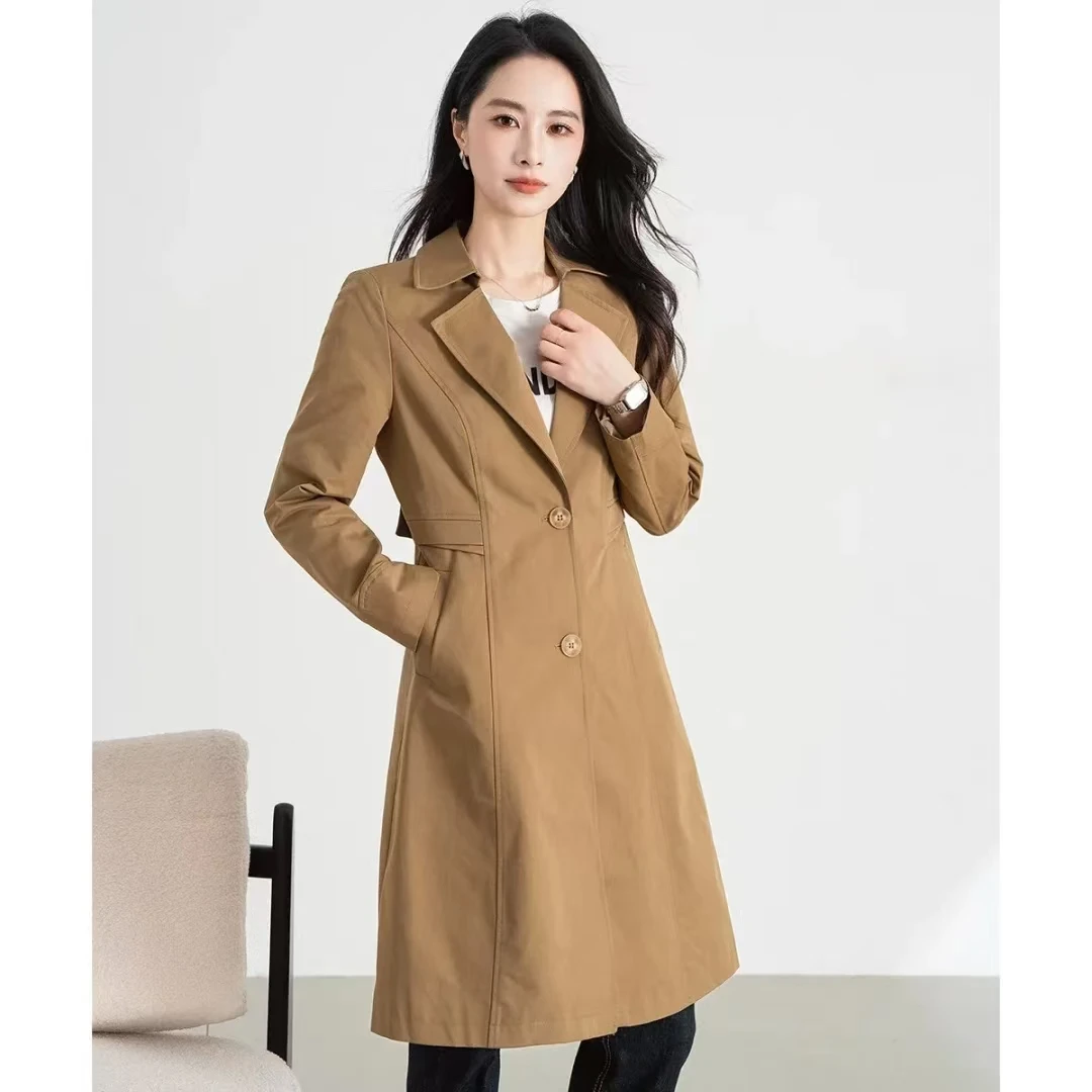 D275新款2025秋季百搭简约气质高腰显瘦流行高级感外套通勤女风衣