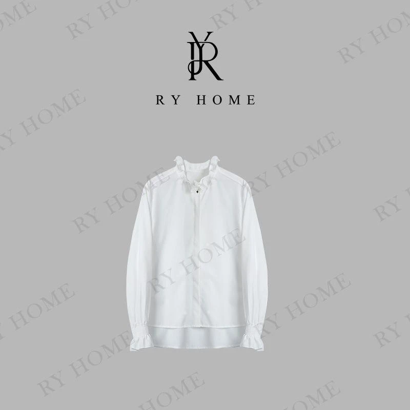 【容雨RYHOME】优雅气质立领木耳边衬衫251C1404