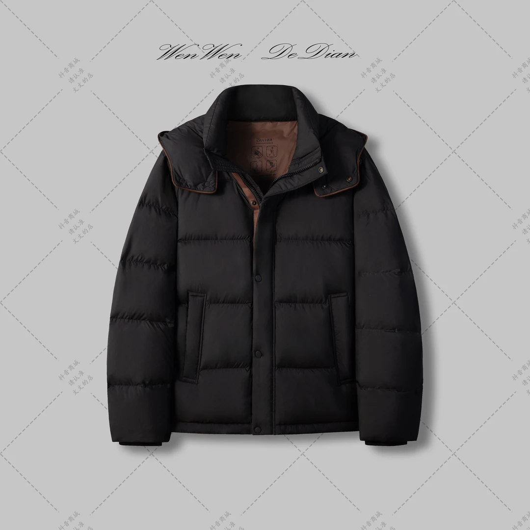 【顶奢系列】 可拆卸帽 90绒 高定欧货男士时尚保暖连帽羽绒服W1903