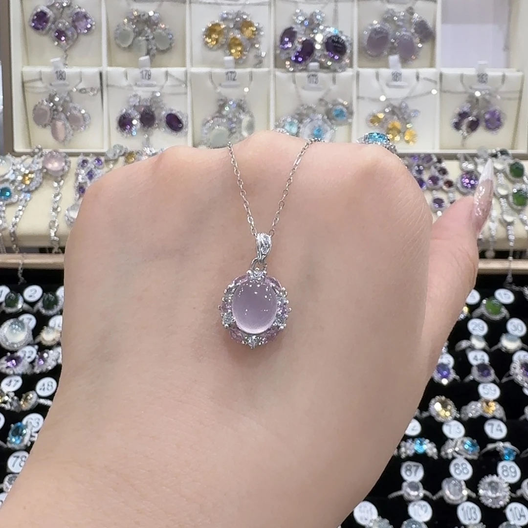 可***鬼蛇纹石玉银S925镶嵌吊坠(赠链)