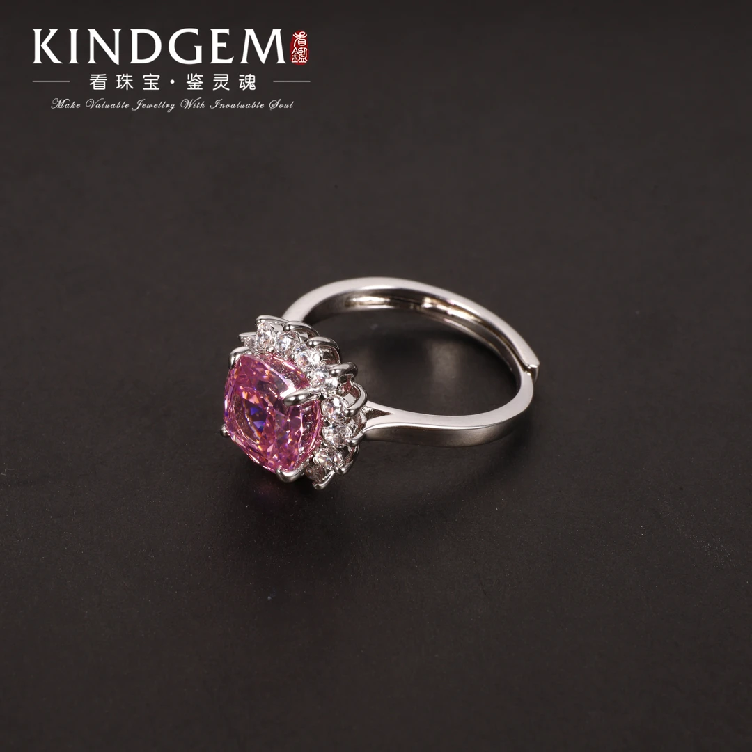 铜合金锆石戒指 轻奢时尚精致百搭重工镶嵌银色开口戒指 C-29819