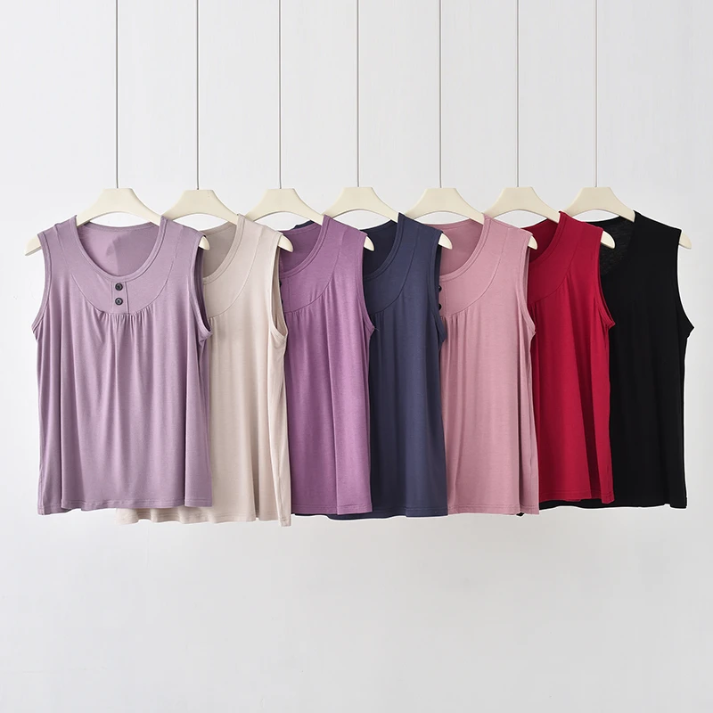 莫代尔妈妈装宽松背心女夏季大码外穿吊带无袖内搭打底显瘦薄上衣
