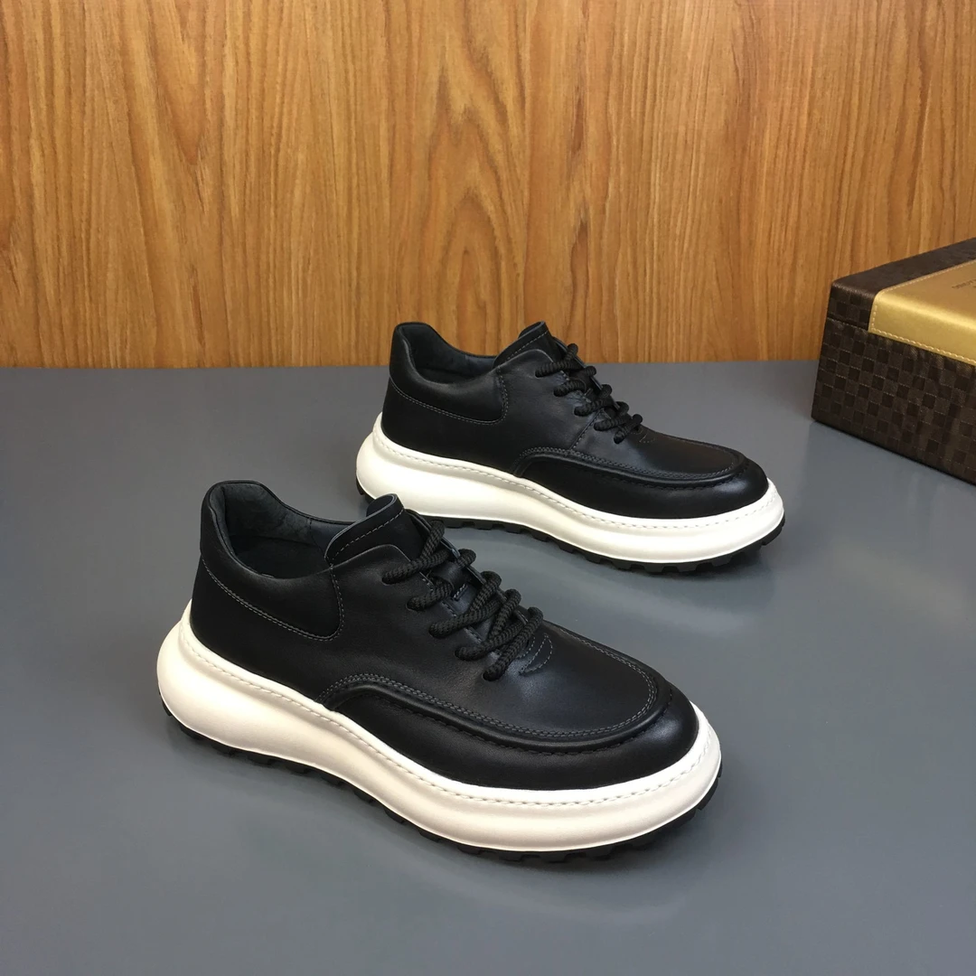 纯牛皮男鞋2025夏季新款厚底轻便时尚百搭运动休闲鞋真皮