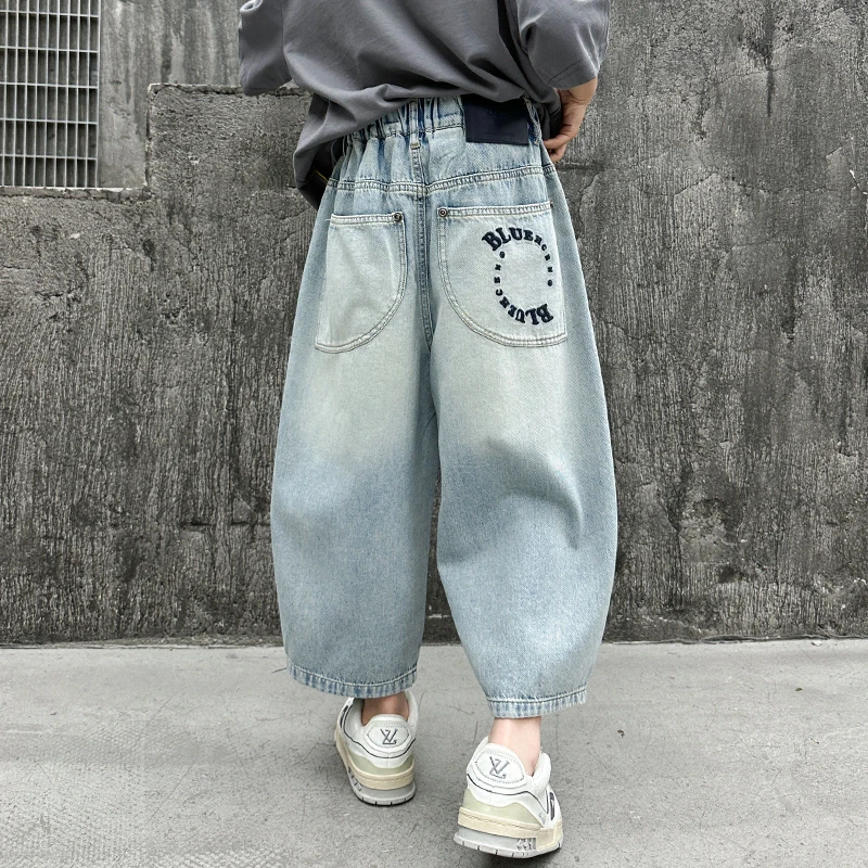 男童七分裤夏季薄款儿童裤子男孩2025新款中大童宽松牛仔中裤夏天