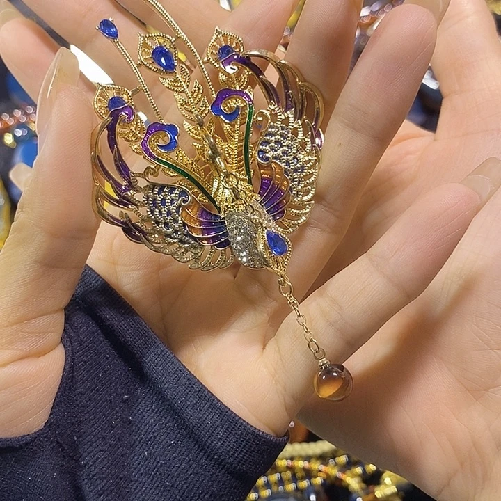 蓝珀银S925镶嵌珠宝奇石胸针