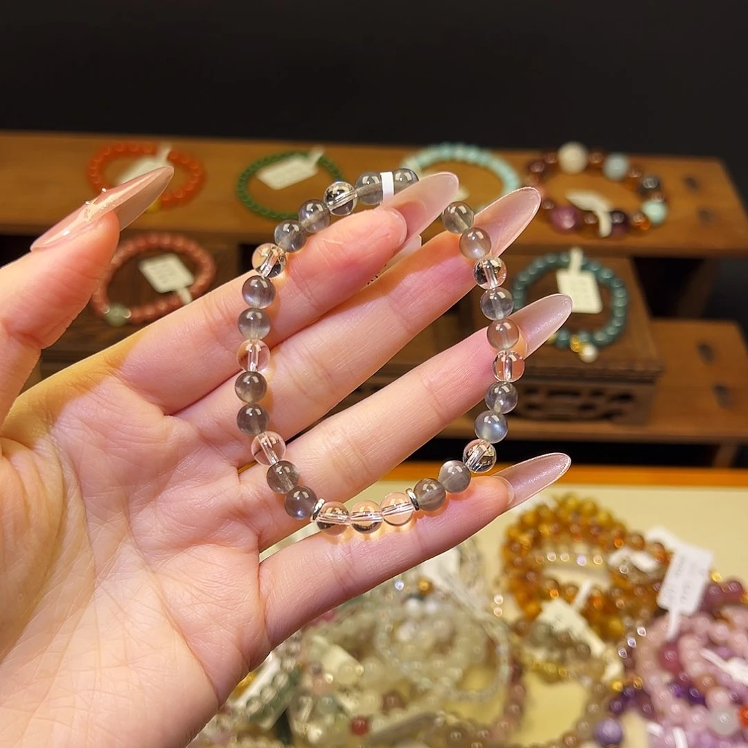 烟晶手链银S925镶嵌银月光6305