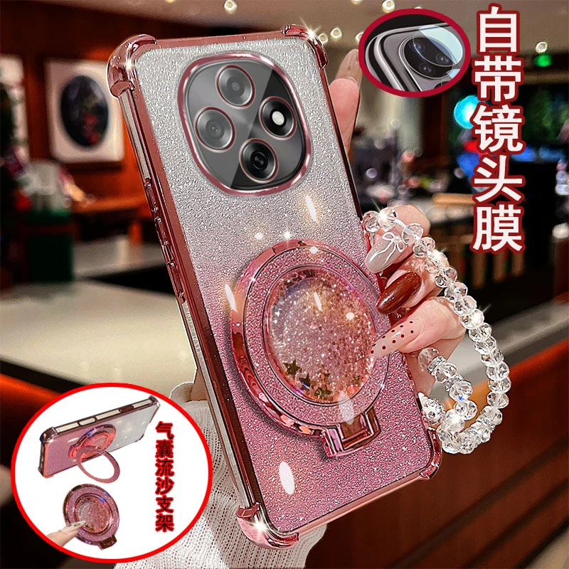 适用oppo a6pro手机壳PLN110镜头全包气囊防摔套网红女款流沙支架