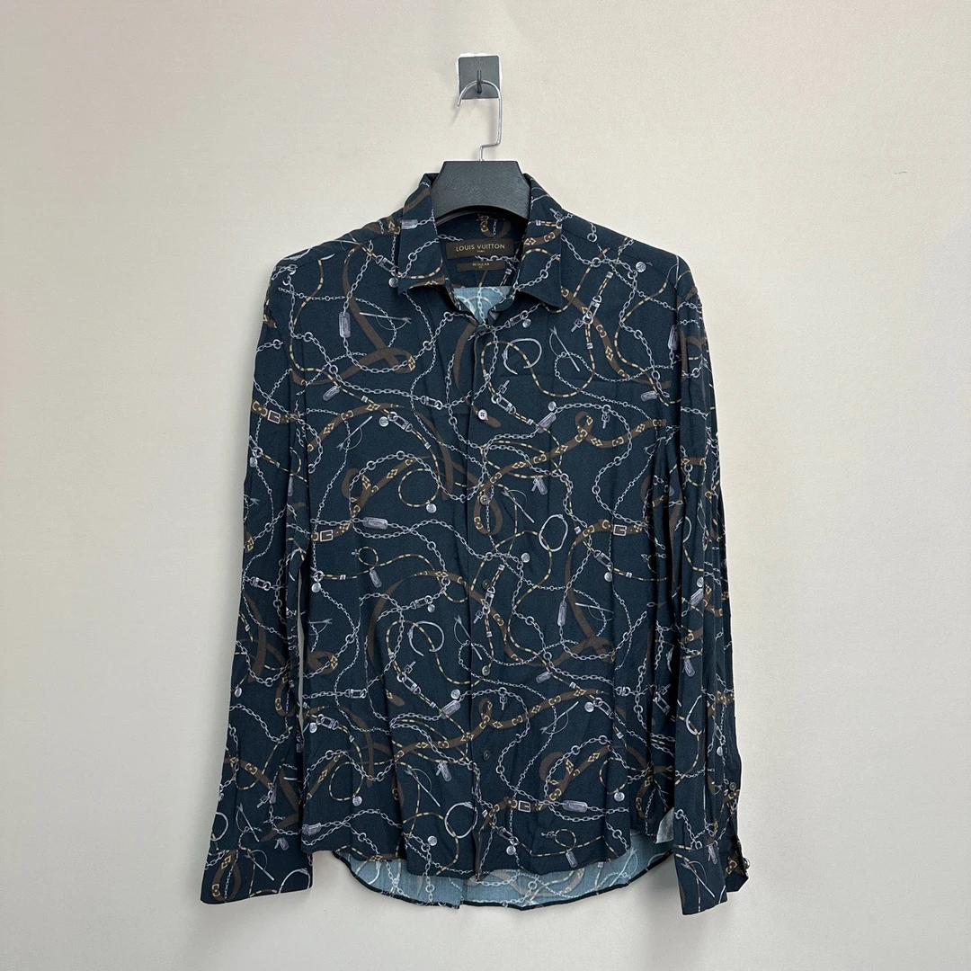 99新 LouisVuitton/路易威登 Lv经典锁链长袖衬衫/XL码/价6900
